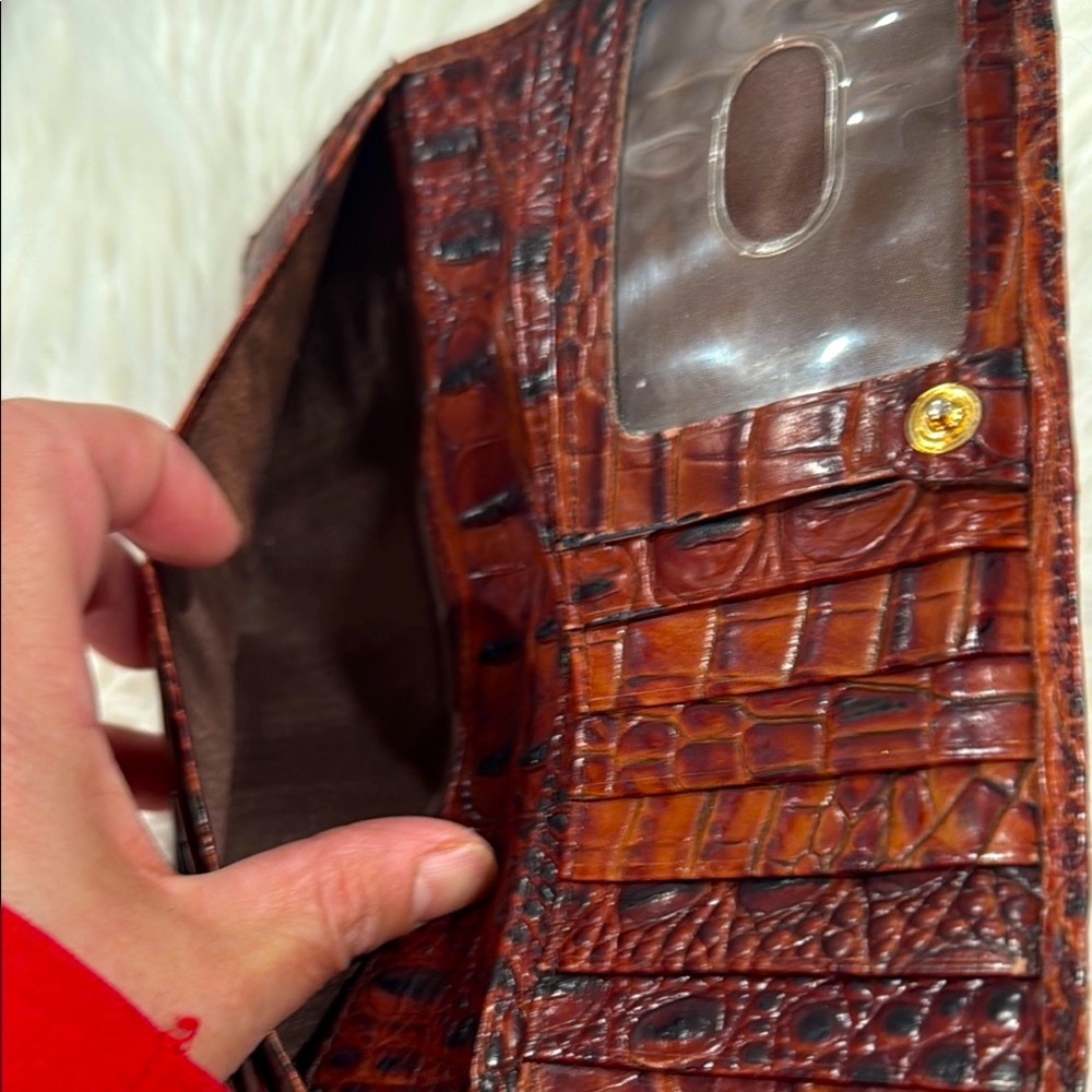 🌹vintage Brahmin Duxbury Dome Satchel Red Ember Metallic Leather+Wallet+Tassel - Picture 12 of 14